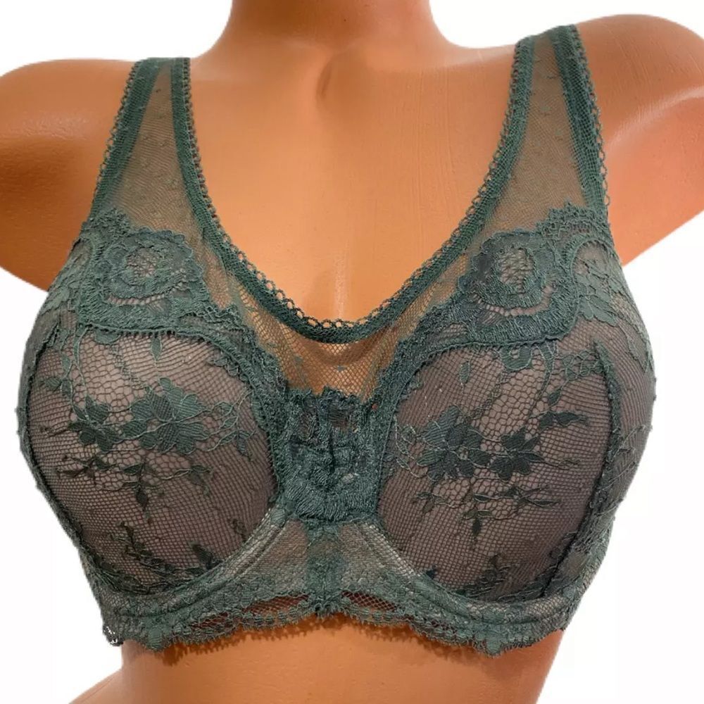 Victorias Secret Dream Angels Lined Demi Lightly Padded Lace bra green 34DD